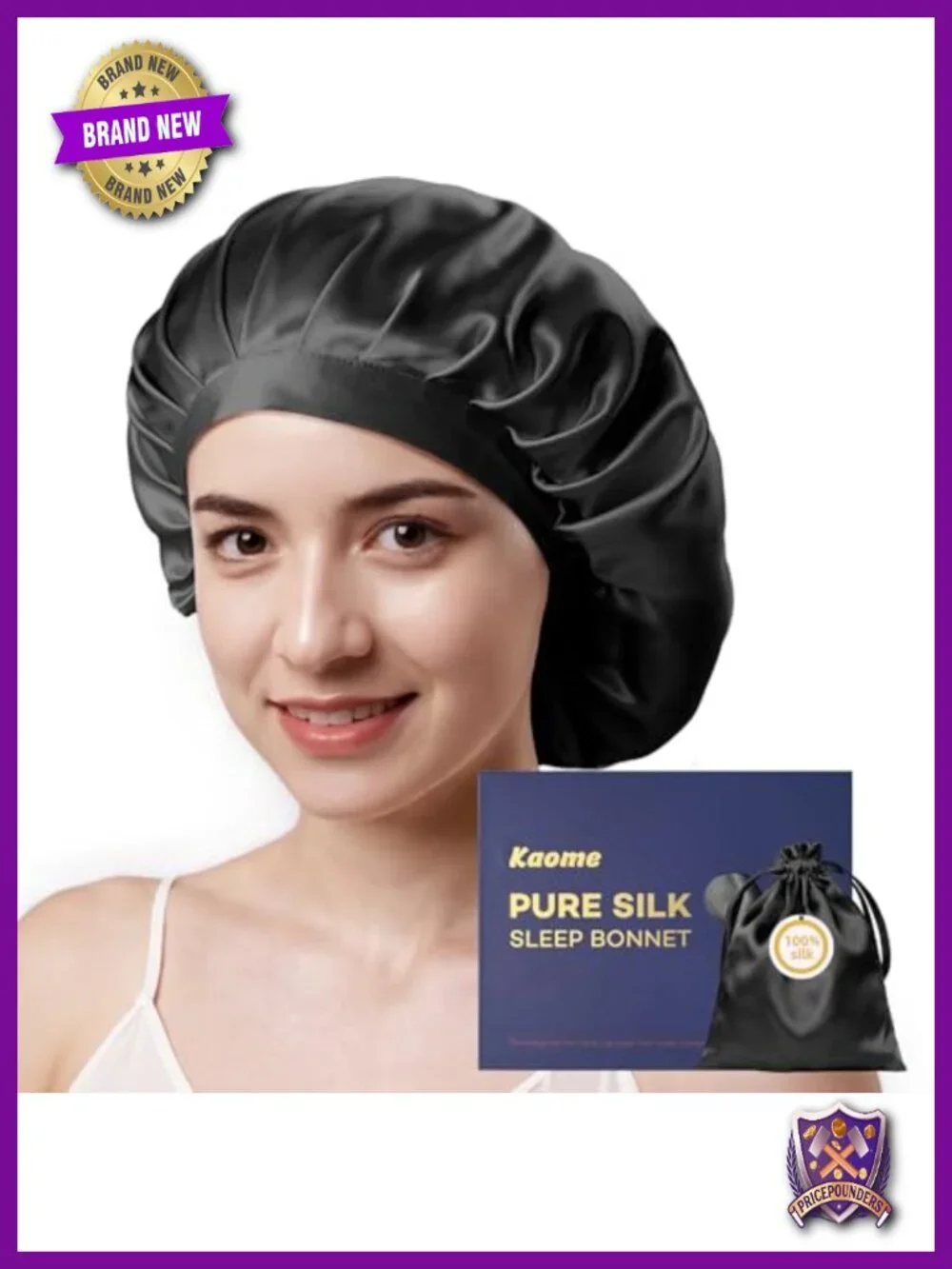 100% Mulberry Silk Hair Bonnet for Sleeping, 22 Momme Double Layer, Non-Slip
